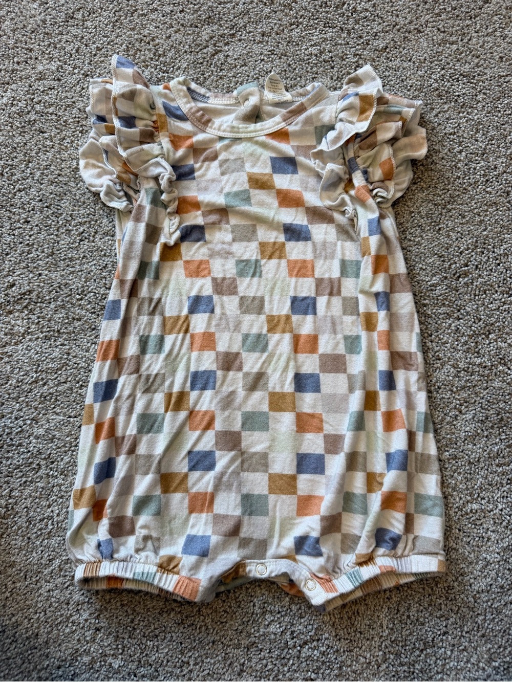 Baby Girl Larkspur Ruffle Checkered Romper- Size 18/24m